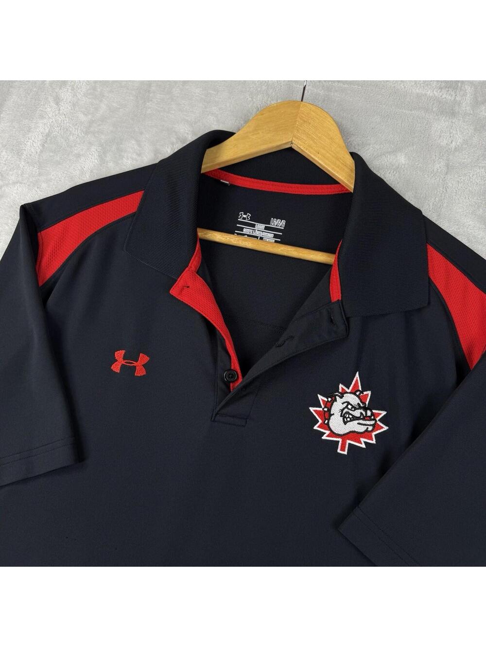 Under Armour Polo Shirt Canadian Bulldogs Logo HeatGear Loose Fit SizeM Athletic